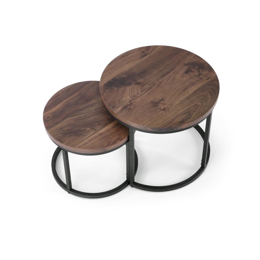 SÆT 2x Sofabord OREO diameter 43/53 cm sort/valnød