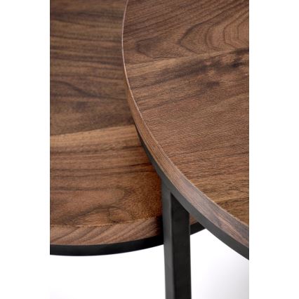SÆT 2x Sofabord OREO diameter 43/53 cm sort/valnød