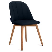 SÆT 2x Spisebordsstol BAKERI 86x48 cm mørkeblå/bøg
