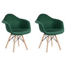 SÆT 2x Spisebordsstol NEREA 80x60,5 cm grøn/bøg