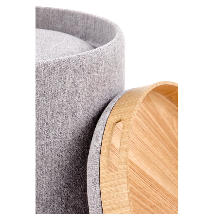SÆT 2x Taburet AVIKO diameter 38/45 cm grå/beige
