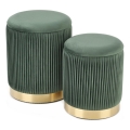 SÆT 2x Taburet MONTY diameter 36/44 cm grøn/guldfarvet