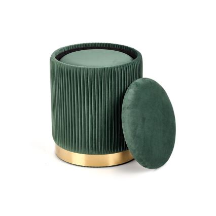 SÆT 2x Taburet MONTY diameter 36/44 cm grøn/guldfarvet