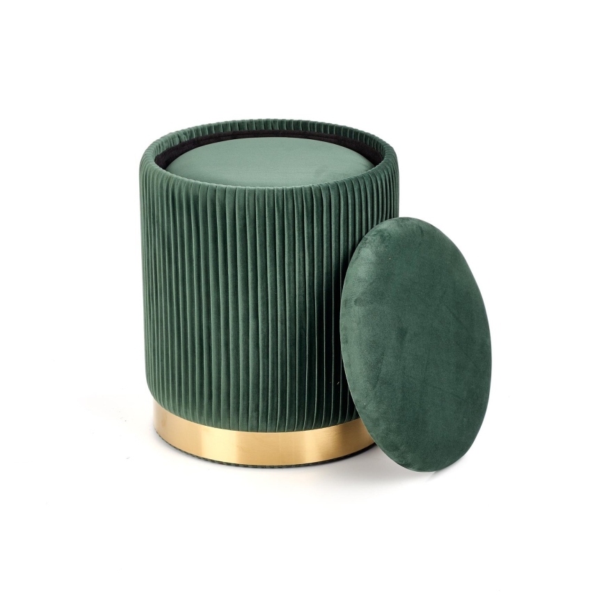 SÆT 2x Taburet MONTY diameter 36/44 cm grøn/guldfarvet