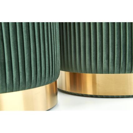 SÆT 2x Taburet MONTY diameter 36/44 cm grøn/guldfarvet