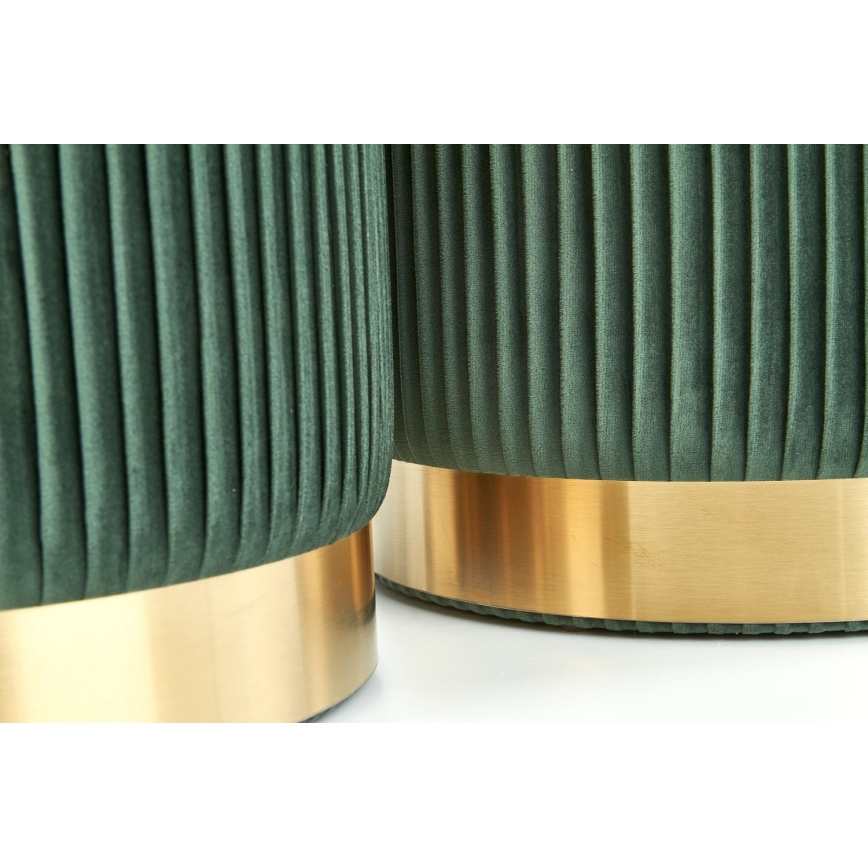 SÆT 2x Taburet MONTY diameter 36/44 cm grøn/guldfarvet