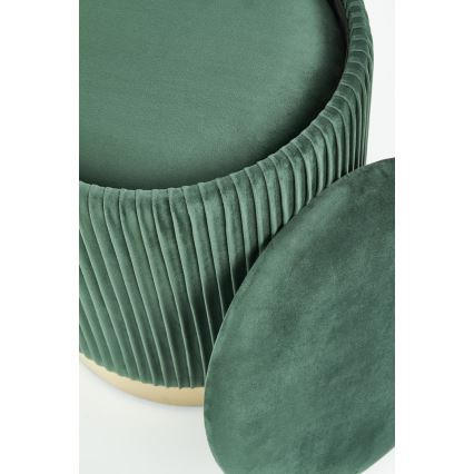SÆT 2x Taburet MONTY diameter 36/44 cm grøn/guldfarvet