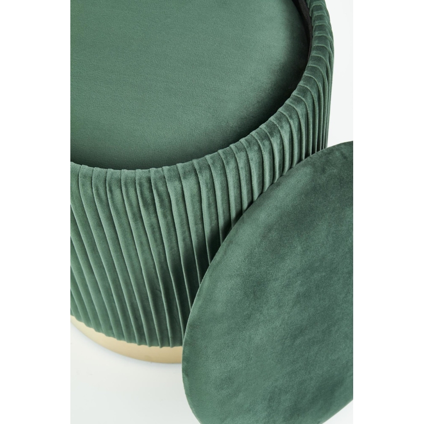 SÆT 2x Taburet MONTY diameter 36/44 cm grøn/guldfarvet