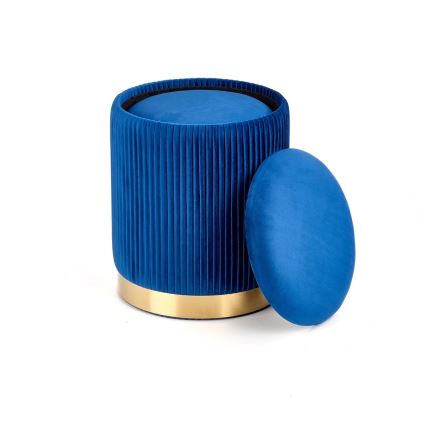SÆT 2x Taburet MONTY diameter 36/66 cm blå/guldfarvet