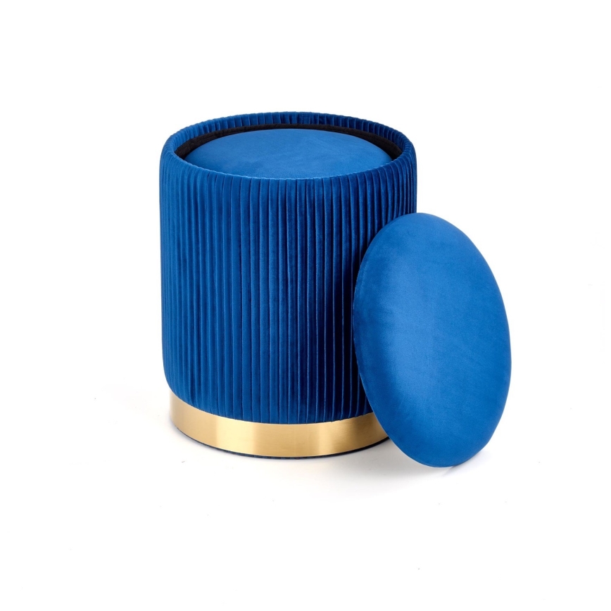 SÆT 2x Taburet MONTY diameter 36/66 cm blå/guldfarvet