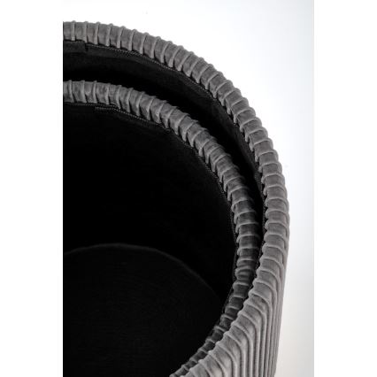 SÆT 2x Taburet MONTY diameter 36/66 cm grå/guldfarvet
