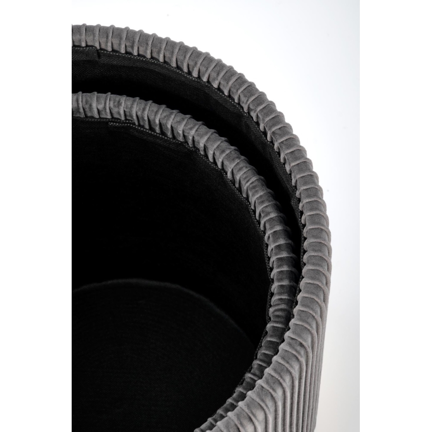 SÆT 2x Taburet MONTY diameter 36/66 cm grå/guldfarvet