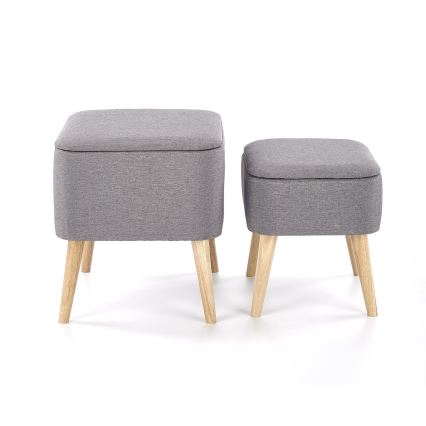 SÆT 2x Skammel PULA 48x43 cm grå/beige