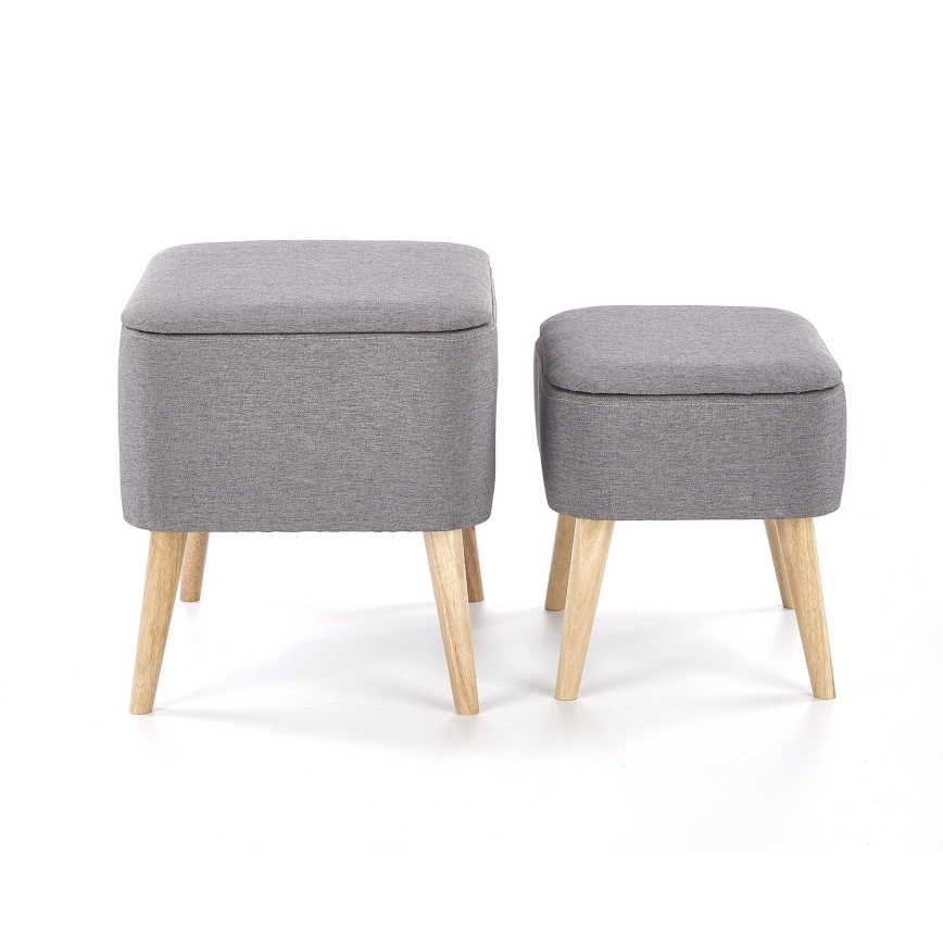 SÆT 2x Skammel PULA 48x43 cm grå/beige