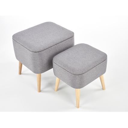 SÆT 2x Skammel PULA 48x43 cm grå/beige