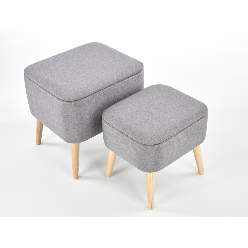 SÆT 2x Skammel PULA 48x43 cm grå/beige