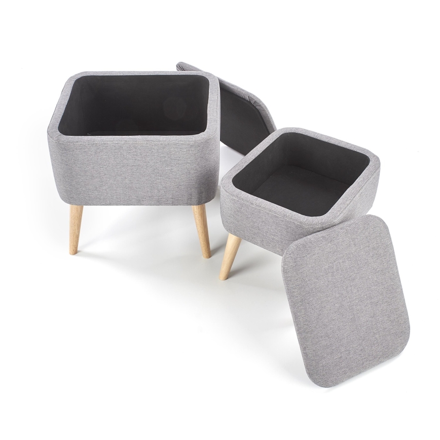 SÆT 2x Skammel PULA 48x43 cm grå/beige