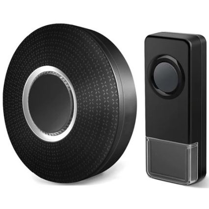 SÆT 2x Trådløs plugin-dørklokke 230V 1xA23 IP55 sort