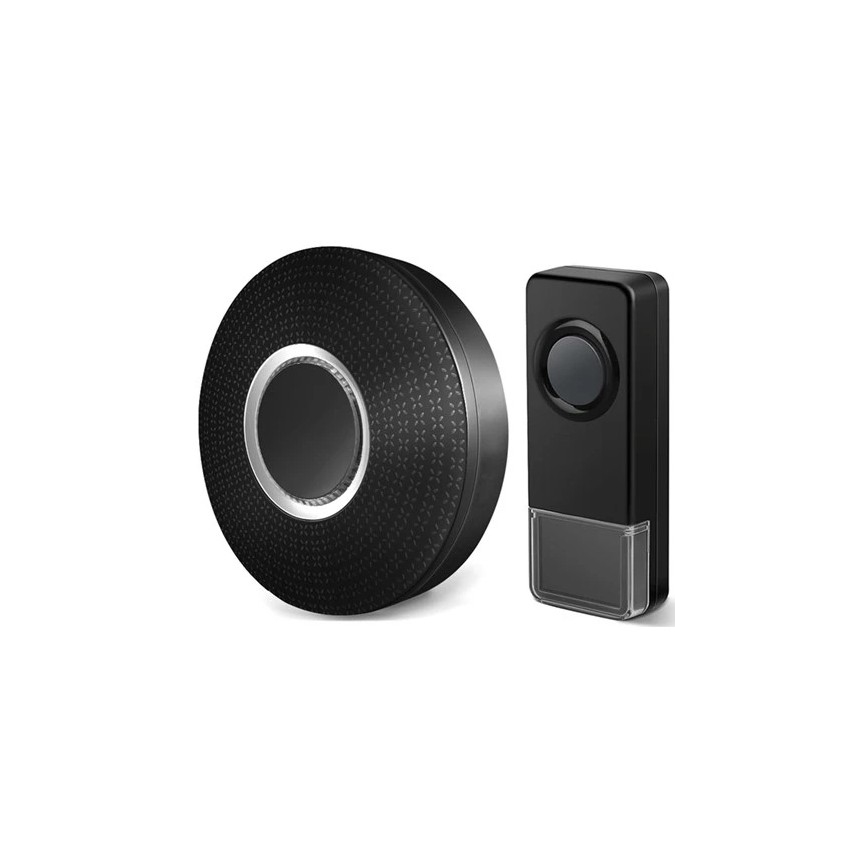 SÆT 2x Trådløs plugin-dørklokke 230V 1xA23 IP55 sort