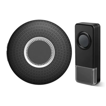SÆT 2x Trådløs plugin-dørklokke 230V 1xA23 IP55 sort