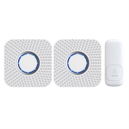 SÆT 2x Trådløs plugin-dørklokke kinetisk 230V hvid