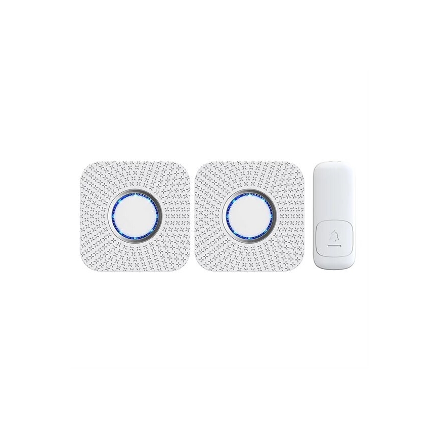 SÆT 2x Trådløs plugin-dørklokke kinetisk 230V hvid