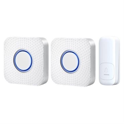 SÆT 2x Trådløs plugin-dørklokke kinetisk 230V hvid