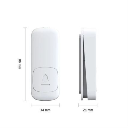 SÆT 2x Trådløs plugin-dørklokke kinetisk 230V hvid