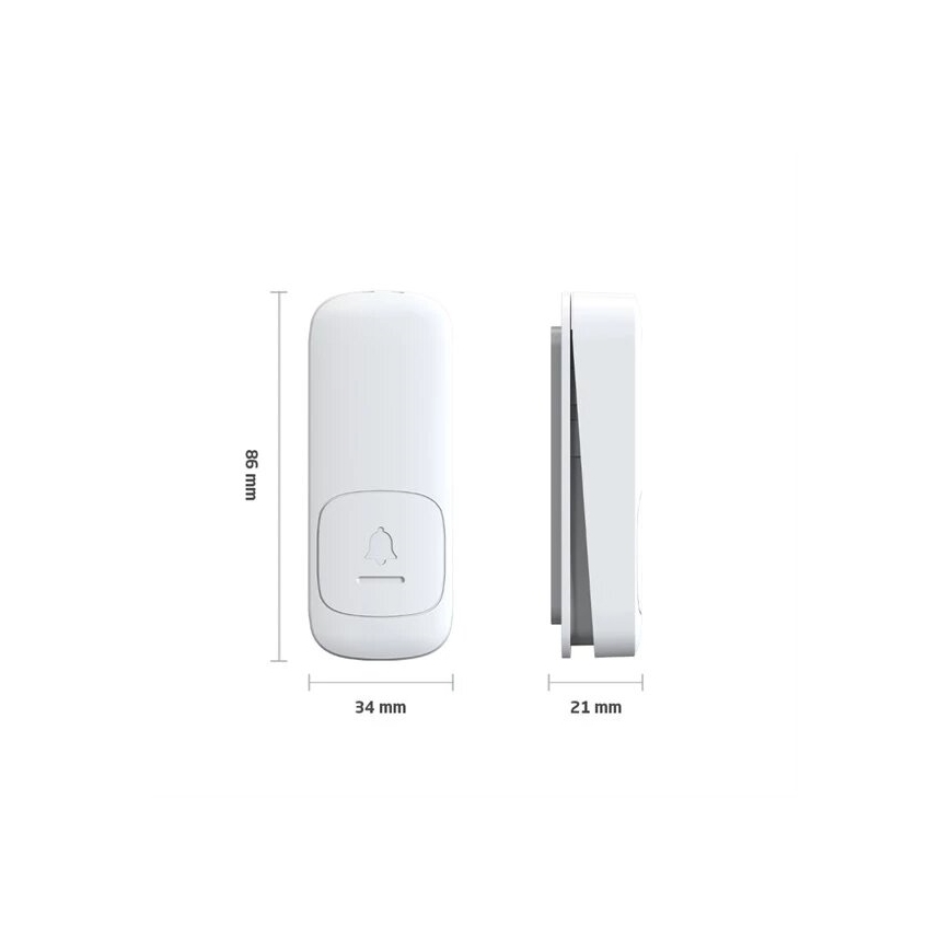SÆT 2x Trådløs plugin-dørklokke kinetisk 230V hvid