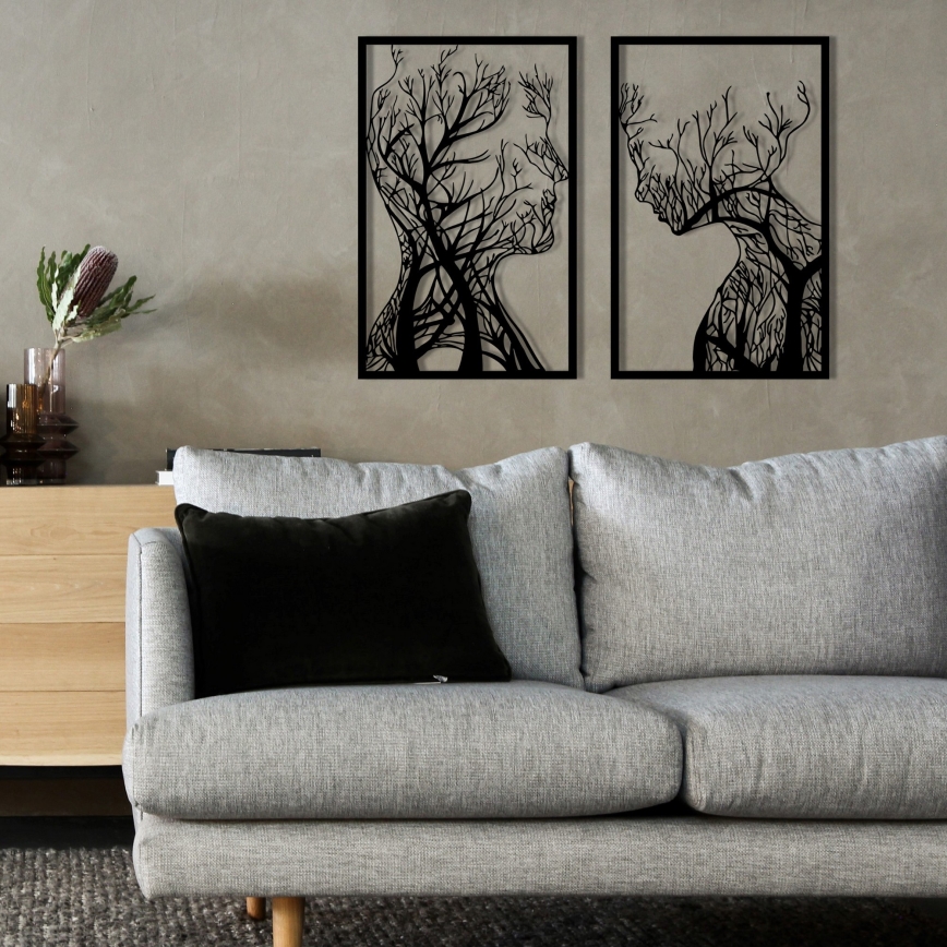 SÆT 2x Vægdekoration 86x63 cm Livets Træ metal