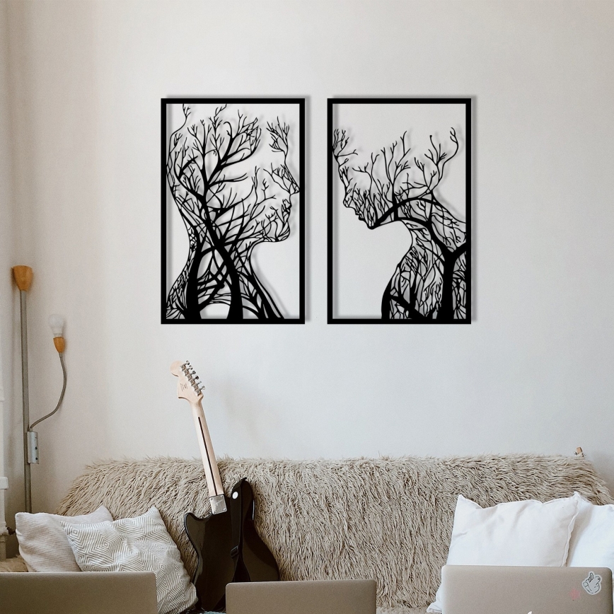SÆT 2x Vægdekoration 86x63 cm Livets Træ metal