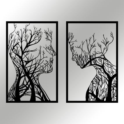 SÆT 2x Vægdekoration 86x63 cm Livets Træ metal
