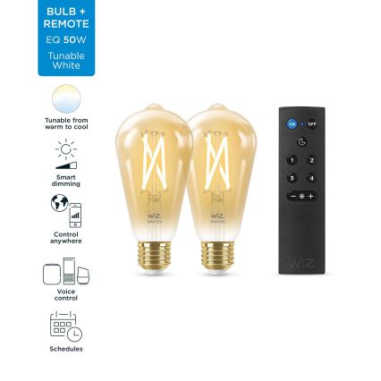 SÆT 2x LED-pære dæmpbar ST64 E27/7W/230V 2000-5000K CRI 90 Wi-Fi + fjernbetjening - WiZ