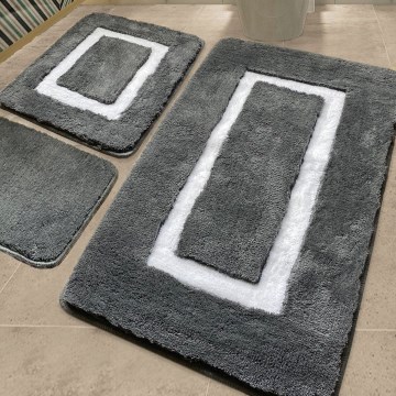 SÆT 3x Badeværelsesmåtte 60/60/100 cm antracit