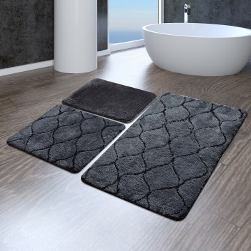 SÆT 3x Badeværelsesmåtte INFINITY 60/60/100 cm antracit
