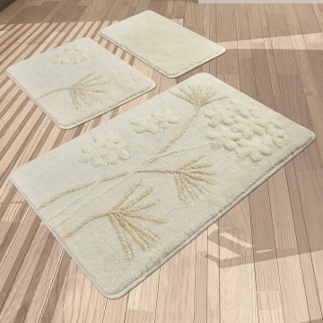 SÆT 3x Badeværelsesmåtte ORKIDE 60/60/100 cm beige