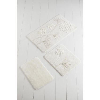 SÆT 3x Badeværelsesmåtte ORKIDE 60/60/100 cm beige