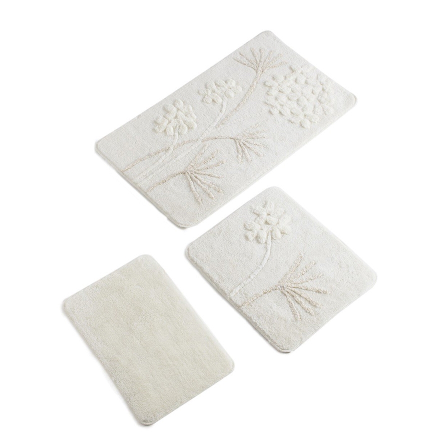 SÆT 3x Badeværelsesmåtte ORKIDE 60/60/100 cm beige