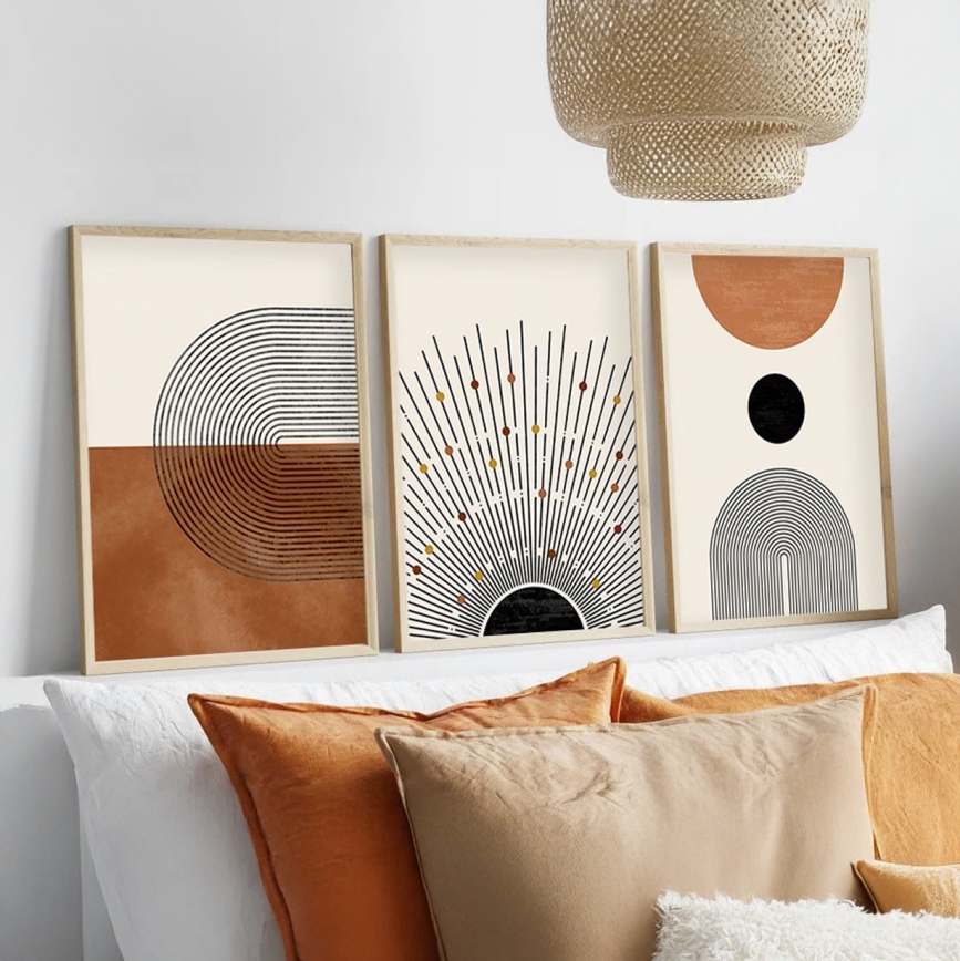 SÆT 3x Billede i ramme 50x70 cm beige/brun