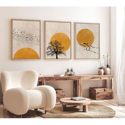 SÆT 3x Billede i ramme 50x70 cm beige/gul