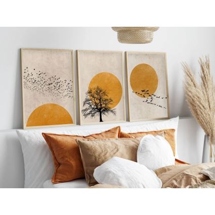 SÆT 3x Billede i ramme 50x70 cm beige/gul