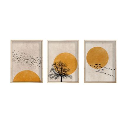 SÆT 3x Billede i ramme 50x70 cm beige/gul