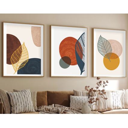 SÆT 3x Billede i ramme 50x70 cm farverig