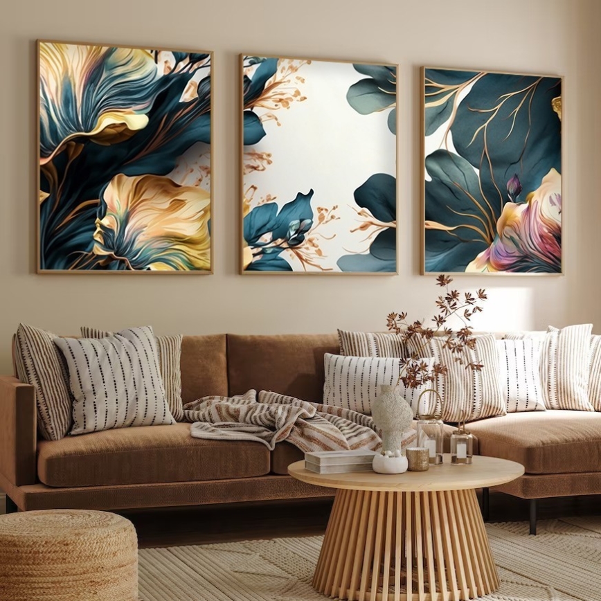SÆT 3x Billede i ramme 50x70 cm planter