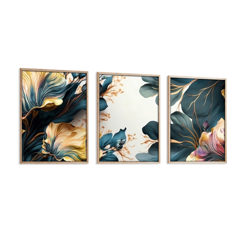 SÆT 3x Billede i ramme 50x70 cm planter