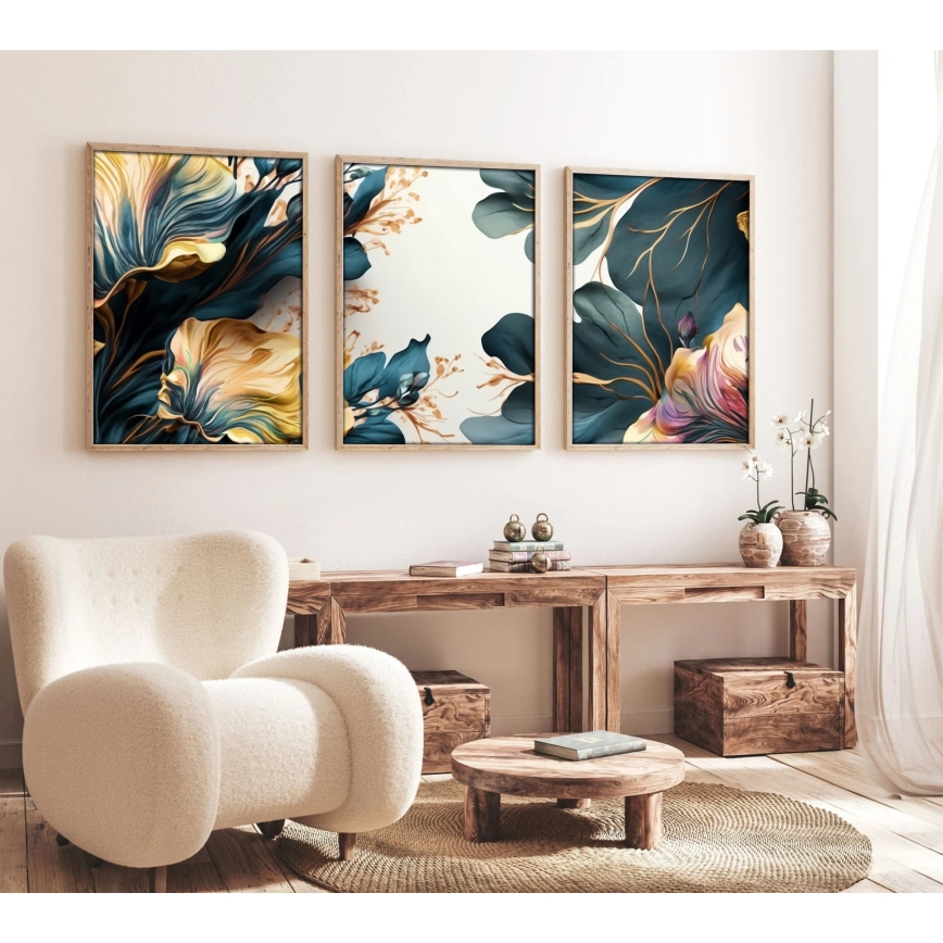 SÆT 3x Billede i ramme 50x70 cm planter