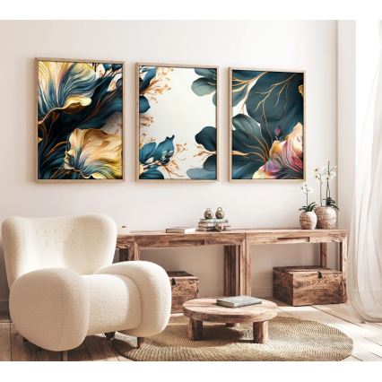 SÆT 3x Billede i ramme 50x70 cm planter