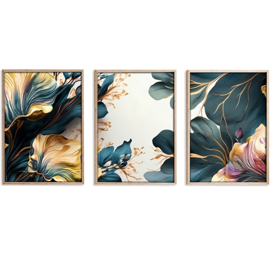 SÆT 3x Billede i ramme 50x70 cm planter