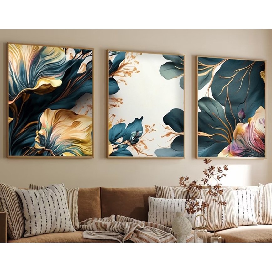 SÆT 3x Billede i ramme 50x70 cm planter