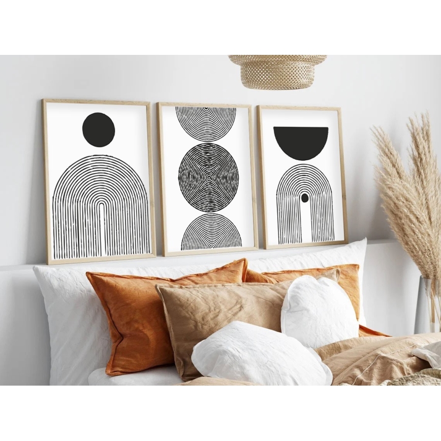 SÆT 3x Billede i ramme 50x70 cm sort/hvid